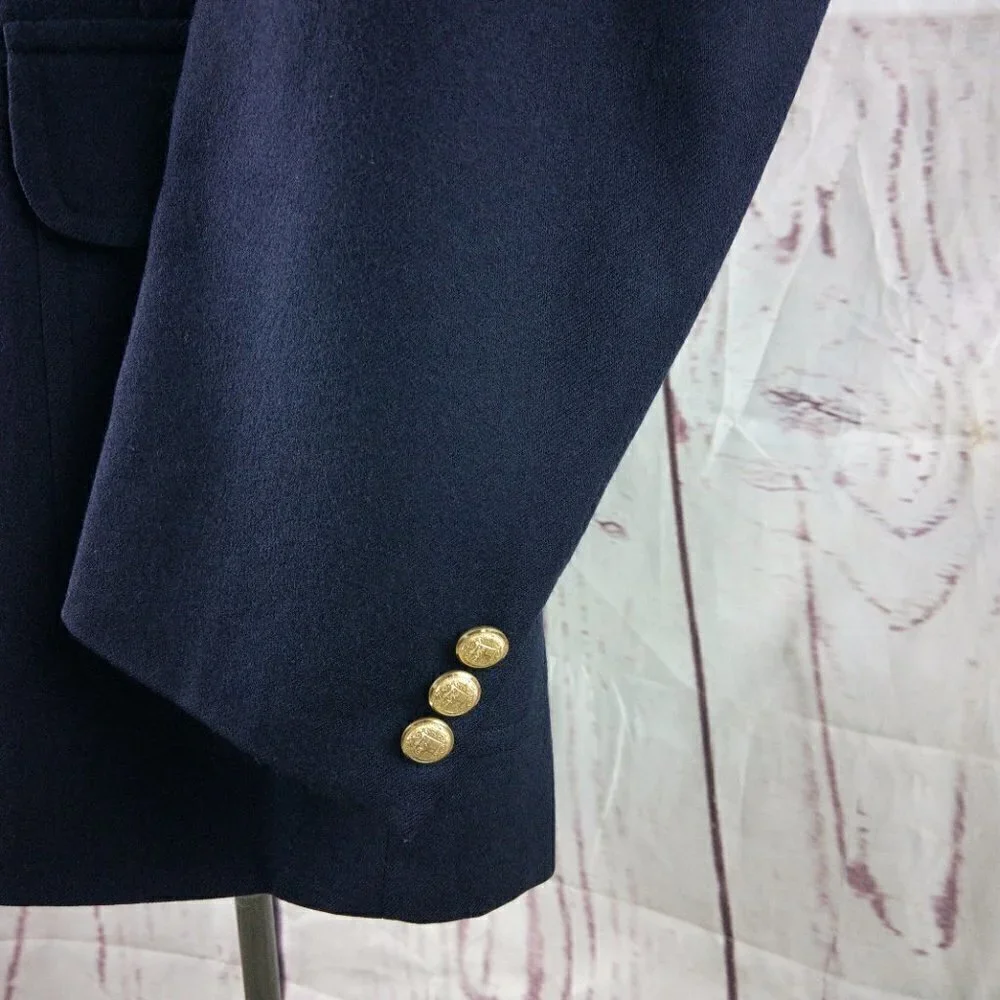 Jos A Bank Clothiers Red Label 44L Wool 2 Gold Button Blue Blazer Sport Coat